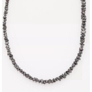 Estate $3000 25ct Natural BLACK GENUINE DIAMOND 20" Sterling Silver Necklace